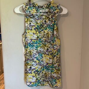 Cato Ruffle Sleeveless Blouse Abstract Design Polyester Medium